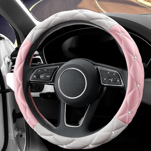 YOGURTCK Cute Diamond Soft Leather Steering Wheel Cover - Image 3