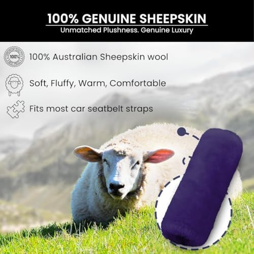 Andalus Genuine Sheepskin Car Seat Belt Cover Pad – Soft Fuzzy, Comfy Fluffy - Image 2