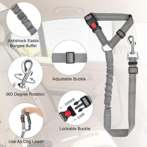 BWOGUE 2 Pack Dog Seat Belt for Car, Adjustable Nylon Headrest Restraint - Image 3