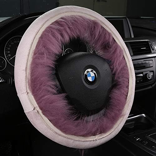 3Pcs/Set Fashion Fluffy Wool Car Steering Wheel Cover Set - Image 3