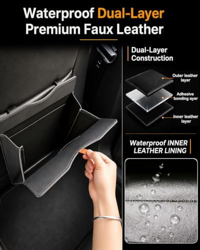 Leather Car Trash Can, LeakProof Waterproof Car Garbage Can - Image 4