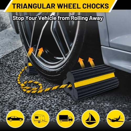 ROBLOCK Heavy Duty Wheel Chocks, Rubber Wheel Block Non-Slip Base - Image 4