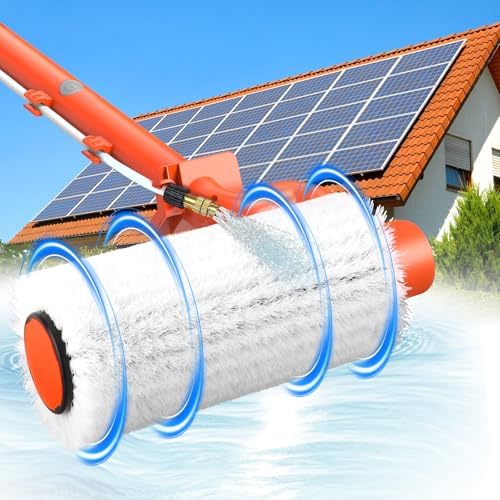 Electric Solar Panel Cleaning Brush and Pole, 20FT Telescopic Cleaning Roller by FISHOAKY