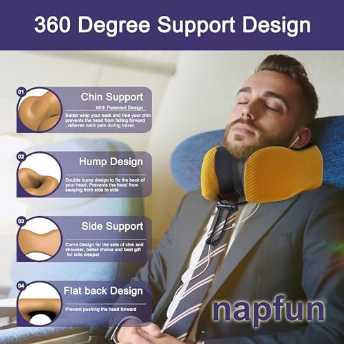 napfun Neck Pillow for Travel, Memory Foam Airplane Pillow - Image 3