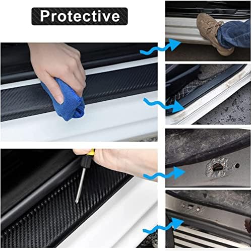 4Pcs Car Door Sill Protector for Chevy Malibu, Carbon Fiber Anti-Scratch Guard - Image 2