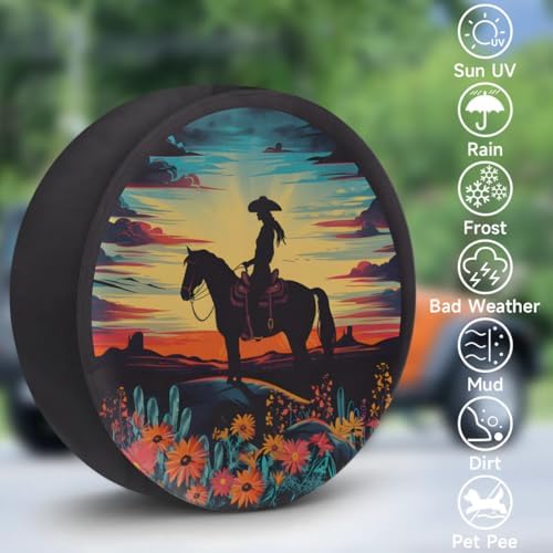 Spare Tire Cover Cowgirl Riding Horse Wheel Covers Protectors Waterproof - Image 4
