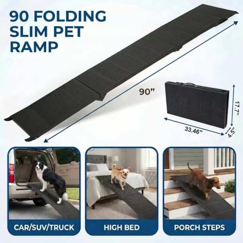 Dog Ramp for Car 90" X 17.6" Extra Long Folding Aluminum Pet Ramp for Large - Image 3