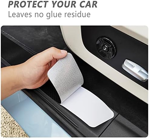 5PCS Car Door Sill Protector, Carbon Fiber Threshold/Rear Bumper Guard - Image 3