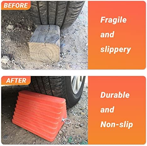 HOXWELL 2 Packs Wheel Chocks Heavy Duty Orange - Image 6