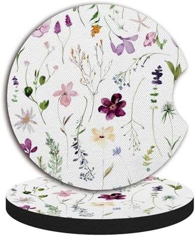 Wildflowers Universal Auto Anti Slip Insert Coasters, 2 Pack Rubber Car Coasters - Image 5