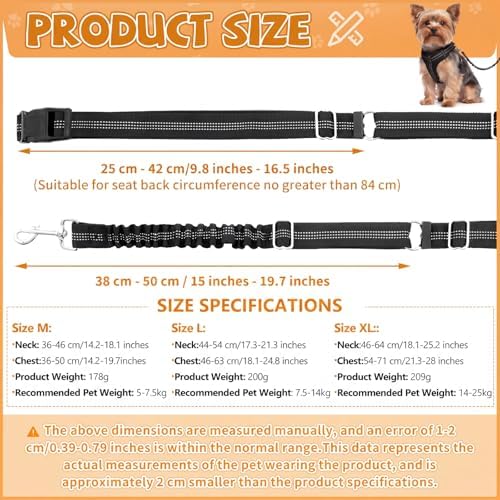Hsei Dog Seat Belt Harness for Golf Cart, Pet No Pull Dog Seat Leash, - Image 2