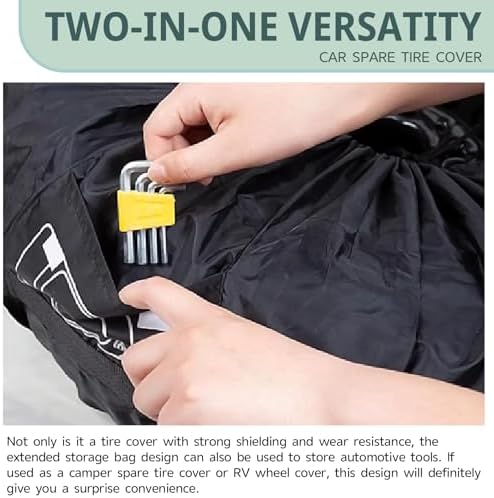 1 PC Car Tire Protector, Car Spare Tire Cover, Spare Tire Storage Bag, Universal - Image 3