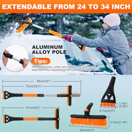 2Pack Ice Scrapers for Car Windshield, 2-in-1 Snow Scraper and Snow Brush for - Image 5
