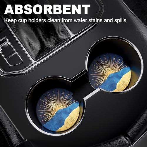 2 Pack Car Cup Holder Coaster, 2.63 inch Anti Slip Insert Absorbent Ceramic Car - Image 7