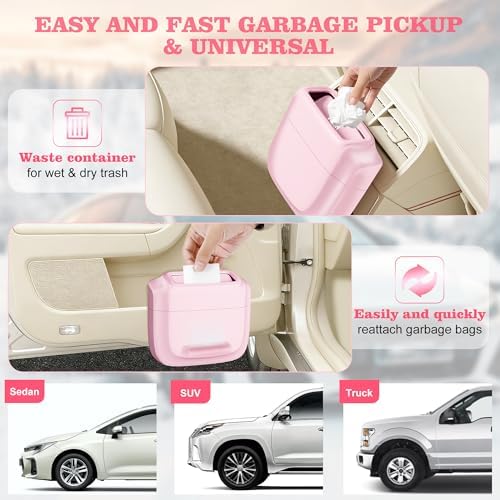 1 Pack Car Trash Can with Lid, Built-in Storage Garbage Bag - Image 7