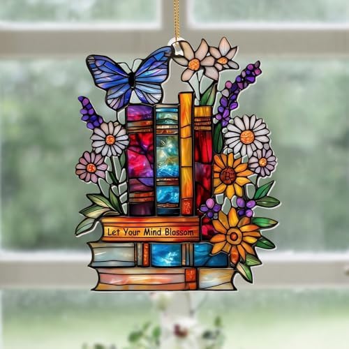 Book Ornament – ​​Stained Glass Style Acrylic Christmas Ornament with, Teacher - Image 7