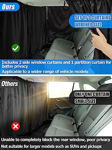 PAMASE Set of 3 Car Window Shades, 95% Light Blocking Sunshades - Image 2