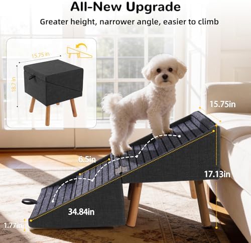 Dog Ramp for Small Dogs, 2-in-1 Pet Steps & Ottoman - Image 2