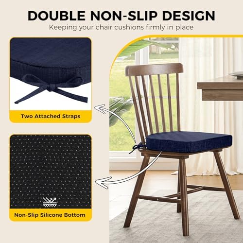 downluxe Indoor Chair Cushions for Dining Chairs, Soft and Comfortable Textured - Image 4