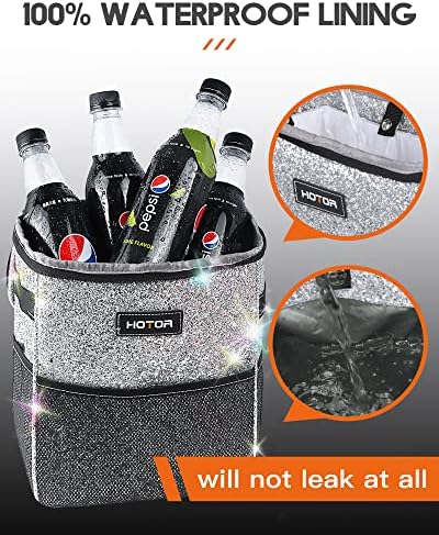 HOTOR Car Trash Can, Leakproof Car Organizer, Sparkle White - Image 5