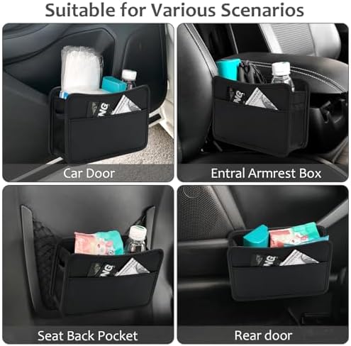 Accmor Collapsible Car Trash Can, Leather Vehicle Garbage Organizer Bin Holder - Image 3