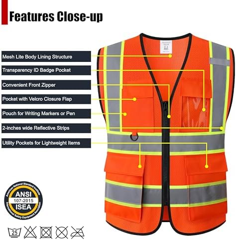 Safety Vest for Men Women Hi Vis Vest - Image 2