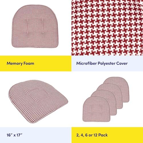 Sweet Home Collection Chair Cushion Memory Foam Pads Tufted Slip Non Skid - Image 6