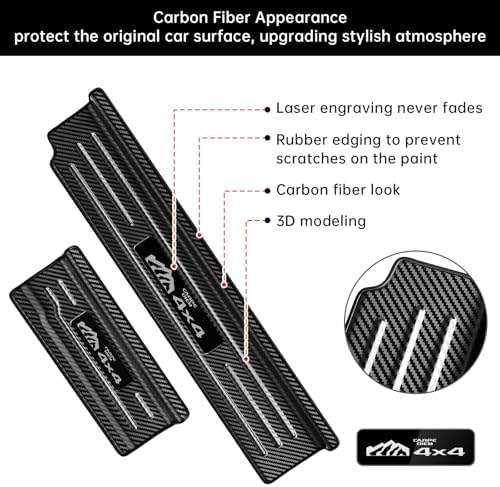 4PCS Door Sill Guards for Jeep Wrangler 2018-2025 2026 JL JLU & 2020-2026 - Image 4