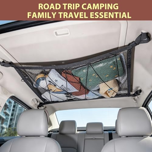 Car Ceiling Cargo Net 35.4" x 23.6", Double Layer Roof Storage Organizer - Image 5