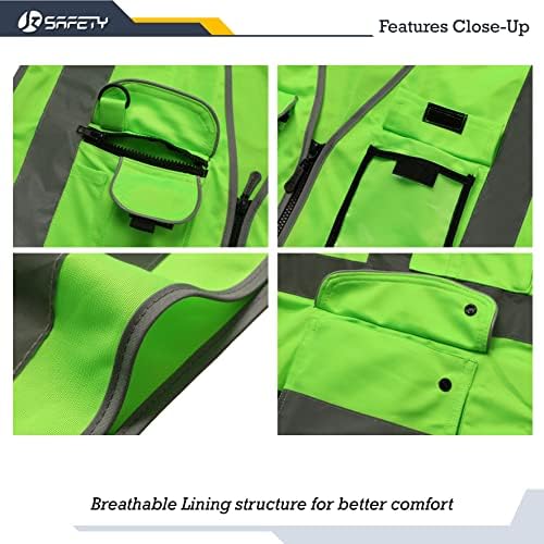 JKSafety Safety Vest for Men Women Reflective Hi Vis JK150 Green 3XL - Image 2