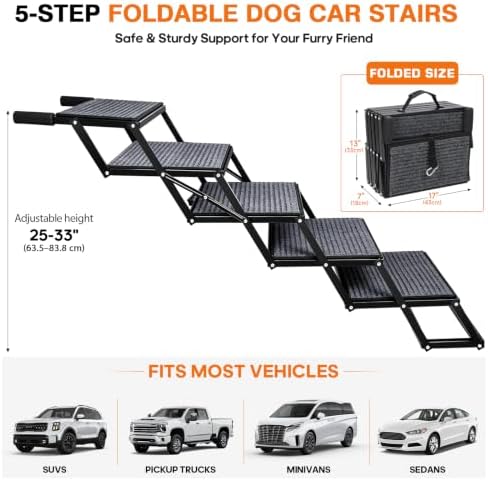 Foldable Dog Steps for Car SUV Truck, Dog Car Stairs for Large Dogs - Image 2