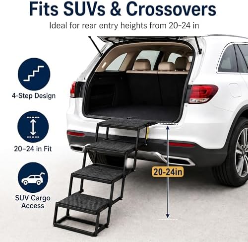 4-Step Heavy Duty Dog Stairs for Large Dogs, Car & SUV, 20-24 in - Image 4