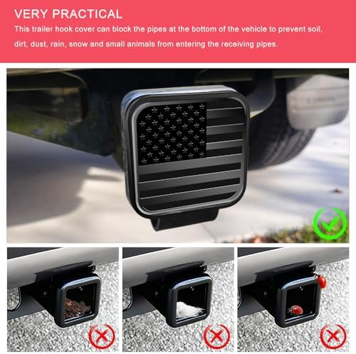2 Inch Trailer Hitch Cover, Tow Hitch Covers, American Flag Tow Receiver Tube - Image 4