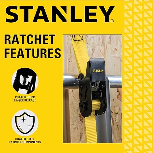 STANLEY 1" x 10' x 900 lbs Light-Duty Ratchet Straps - Image 4