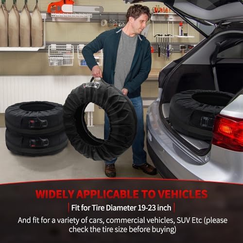 Spare Tire Cover with Handle, Seasonal Tire Totes, Portable Winter Wheel - Image 5