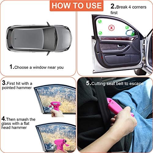 THINKWORK 2PC 3-in-1 Pink Car Safety Hammer Gift - Image 5