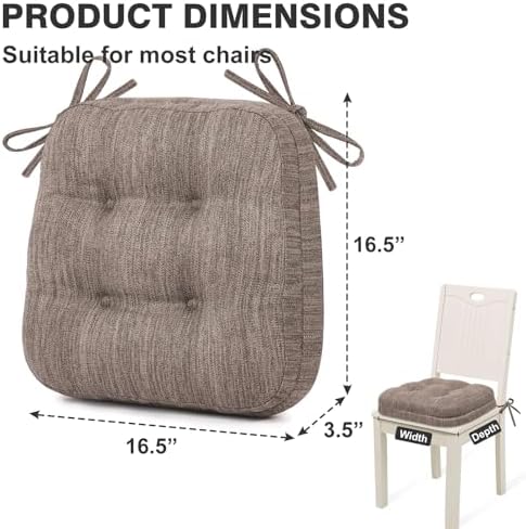 Shinnwa Dining Chair Cushions Set of 2, Dual-Layer Memory Foam Kitchen Chair - Image 6