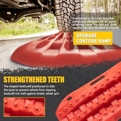 BUNKER INDUST Off Road Traction Boads, Snow Ramps-Red Tire Traction Tool - Image 3