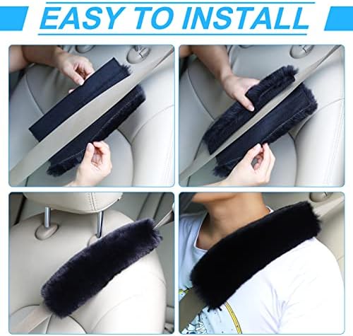 Boao 4 Pack Sheepskin Seat Belt Cover Shoulder Pad - Image 4