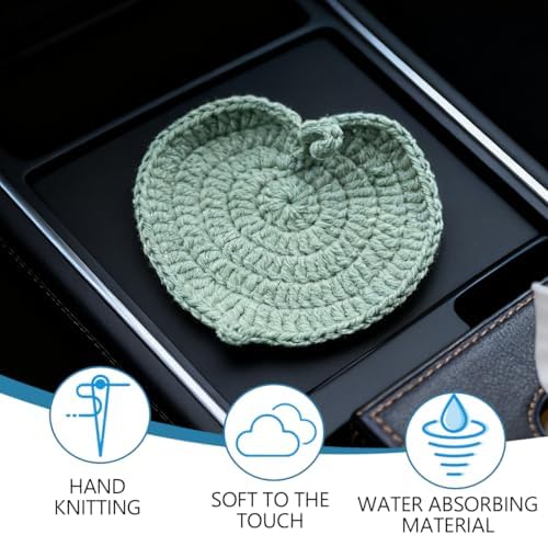 2PCS Handmade Crochet Car Cup Holder Coasters - Image 3