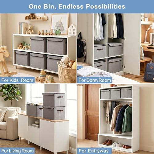 Bagnizer Large 22 Quart Linen Fabric Foldable Storage Bin Cube Organizer Basket - Image 4
