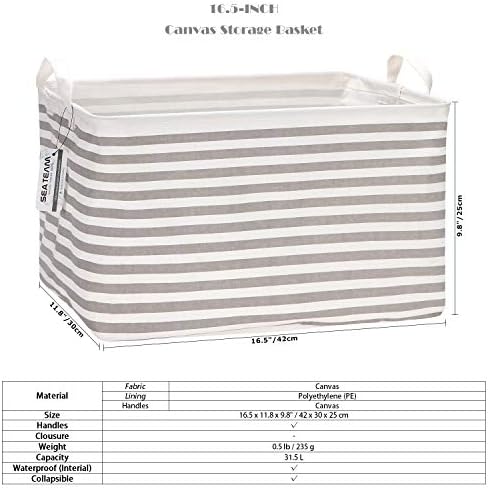 Sea Team Large Rectangle Open-Top Canvas Storage Basket - Image 6