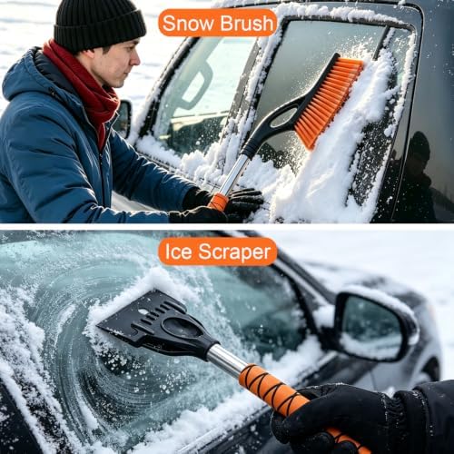 2 Pack Ice Scrapers Portable Snow Brush - Image 2