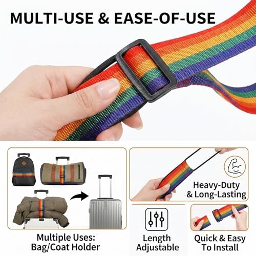 Add-A-Bag Luggage Straps 4 Pack, Adjustable Elastic Bungee Travel Suitcase - Image 4