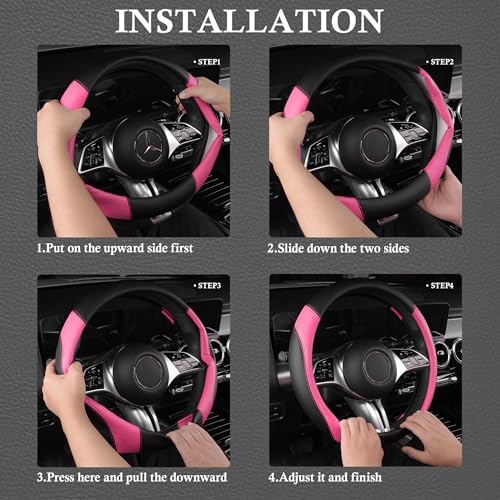 CAR PASS Faux Leather Steering Wheel Cover and Waterproof Car Floor Mats - Image 6