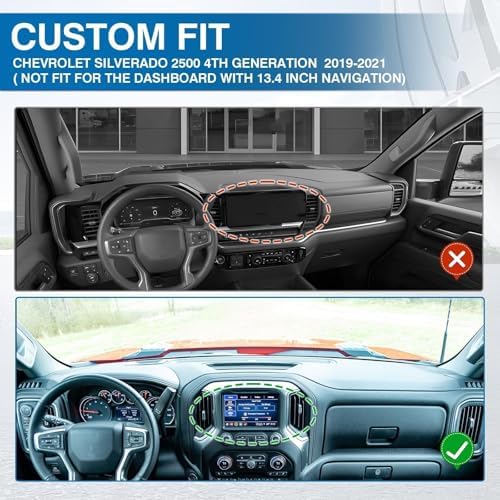 KUST Black Dash Cover for 19-25 Chevy Silverado 1500 2500HD 3500HD/19-23 GMC - Image 3