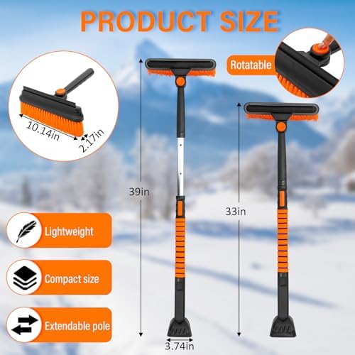 2 Pcs 33" to 39" Extendable Snow Brush and Ice Scraper - Image 2