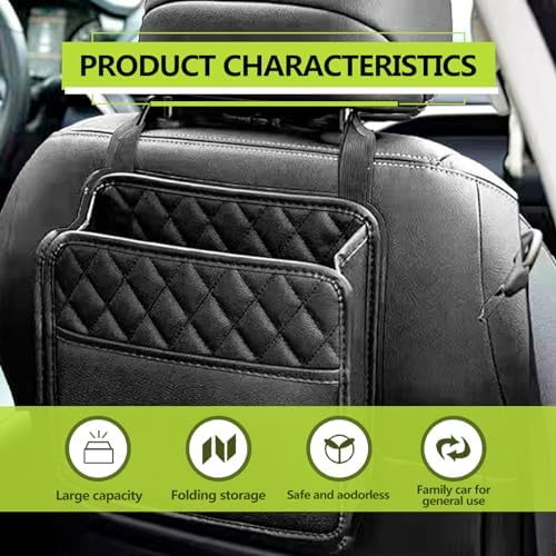 1Pack Car Seat Back Organizer, PU Leather Hanging Organizer, Waterproof Easy To - Image 5