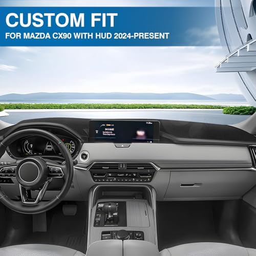 KUST Black Dash Cover for Mazda CX-90/CX90 2024 2025 2026 Polyester Dashboard - Image 3