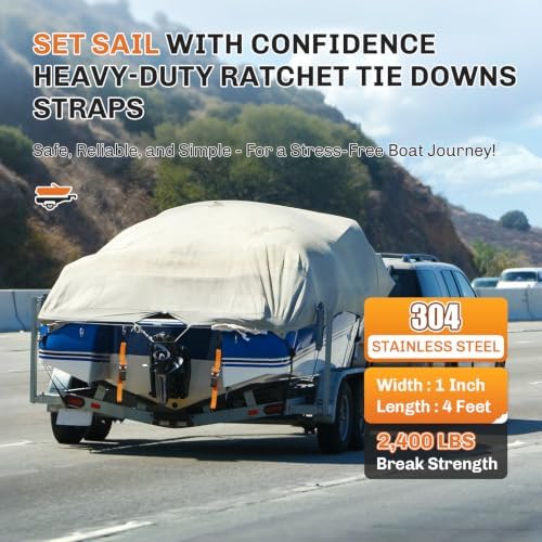 WELLUCK 304 Stainless Steel Boat Trailer Tie Down Straps 2400 LBS, 1 Inch x 4 - Image 2